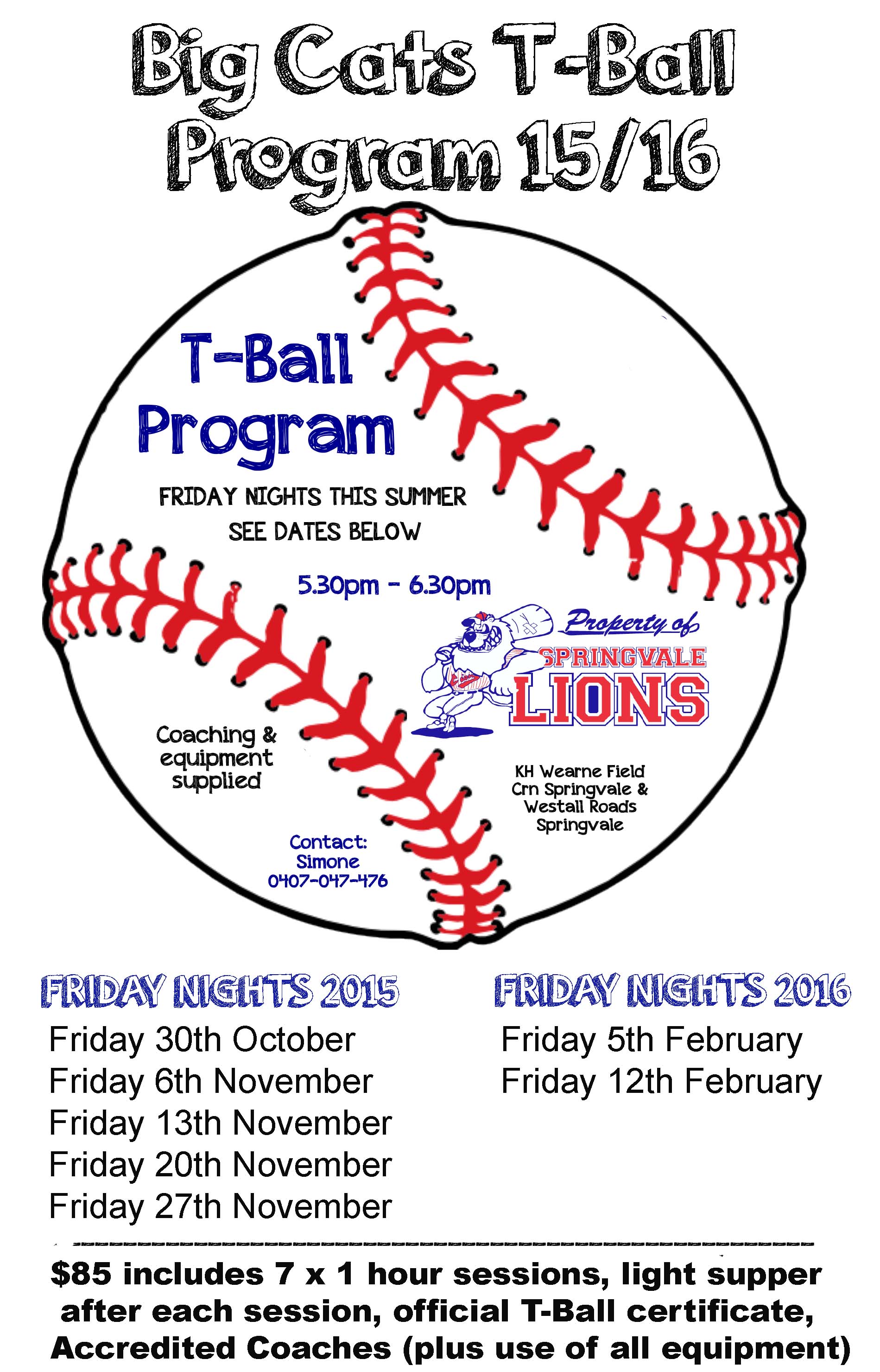 T-Ball Program 2015-16